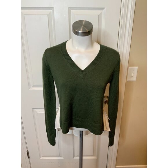 Veronica Beard Concord V Neck Mixed Media Silk & Merino Wool Sweater Size XS - Picture 3 of 7